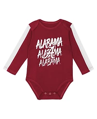 Outerstuff Baby Boys and Girls 3-Piece Crimson/White Alabama Crimson Tide Double Down Bodysuit Pants Set