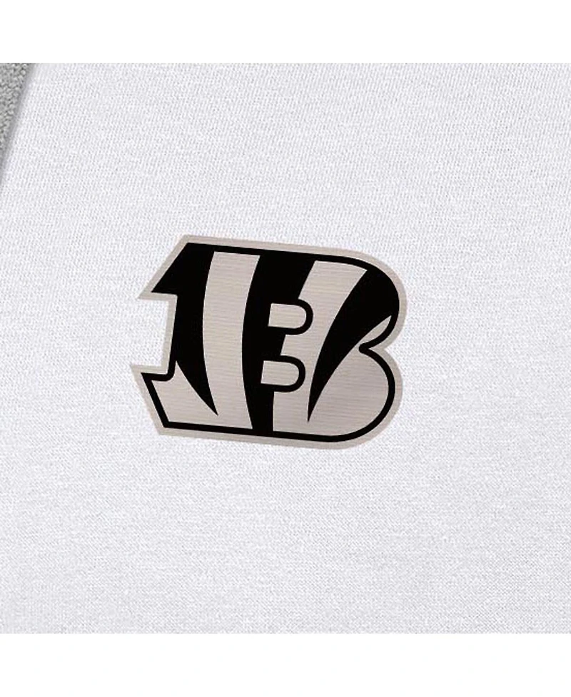 Antigua Men's White Cincinnati Bengals Brushed Carbon Victory Pullover Hoodie