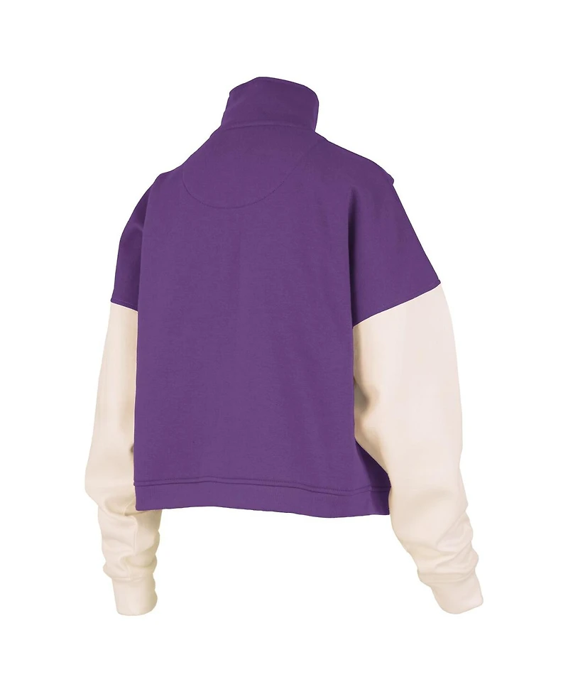Pressbox Women's Purple Washington Huskies Ferrara Color Block Quarter-Zip Sweatshirt