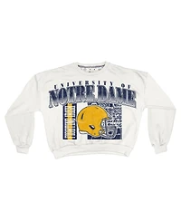 Pressbox Women's White Notre Dame Fighting Irish Oversized Janice Retro Waist-Length Sweatshirt