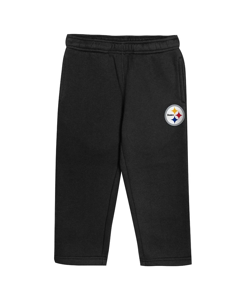 Outerstuff Toddler 2-Piece Black Pittsburgh Steelers Lineman Fleece Hoodie and Pants Set