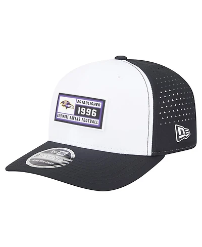 New Era Men's White/Black Baltimore Ravens Established Patch 9SEVENTY Adjustable Hat