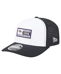 New Era Men's White/Black Baltimore Ravens Established Patch 9SEVENTY Adjustable Hat