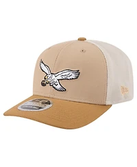 New Era Men's Light Beige Philadelphia Eagles Throwback Two-Tone Trucker 9SEVENTY Adjustable Hat
