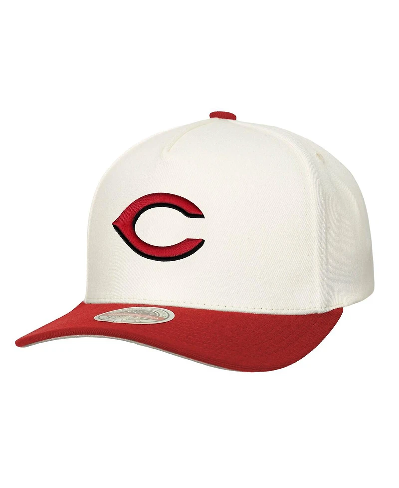 Mitchell & Ness Men's Cream Cincinnati Reds Stretch-Snapback Hat