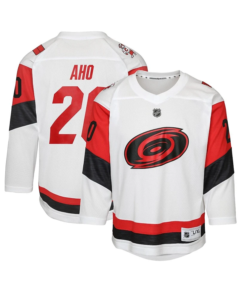 Outerstuff Big Boys and Girls Sebastian Aho White Carolina Hurricanes Away Replica Player Jersey