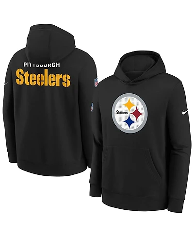 Nike Big Boys and Girls Black Pittsburgh Steelers Sideline Club Fleece Hoodie