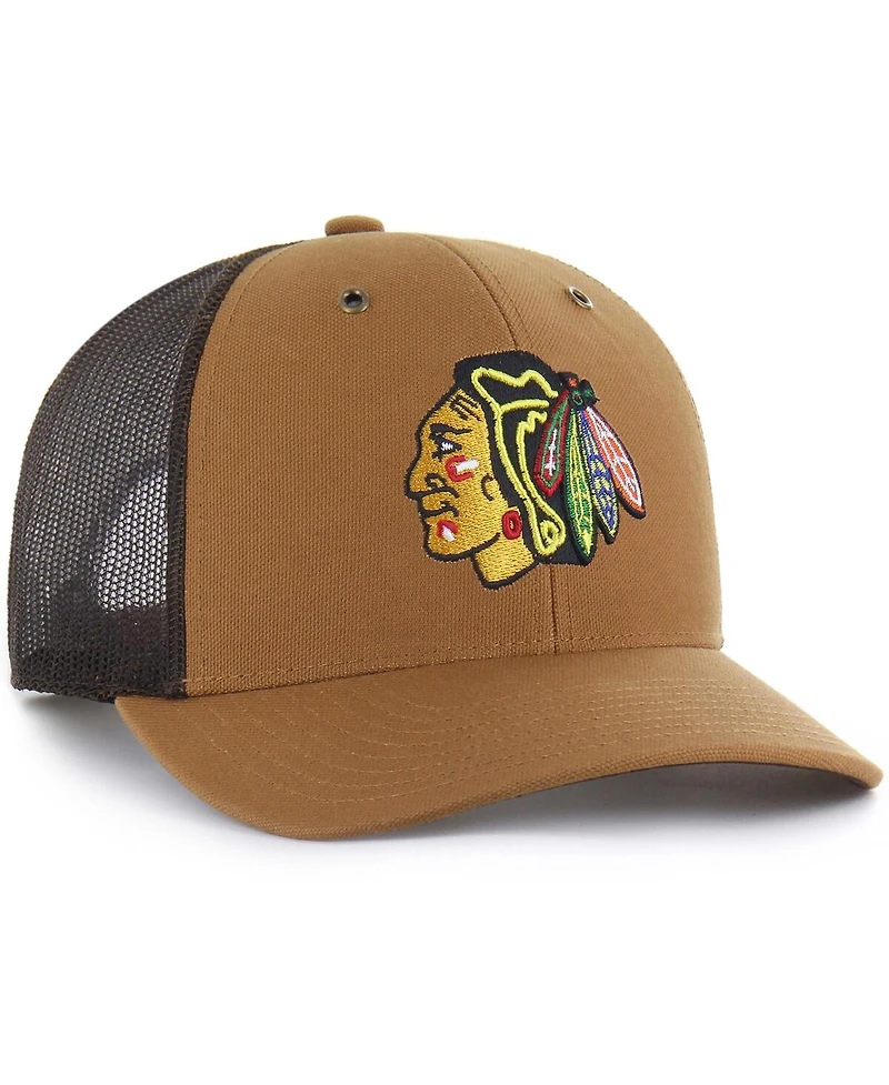 Carhartt x '47 Brand Men's Brown Chicago Blackhawks Trucker Adjustable Hat