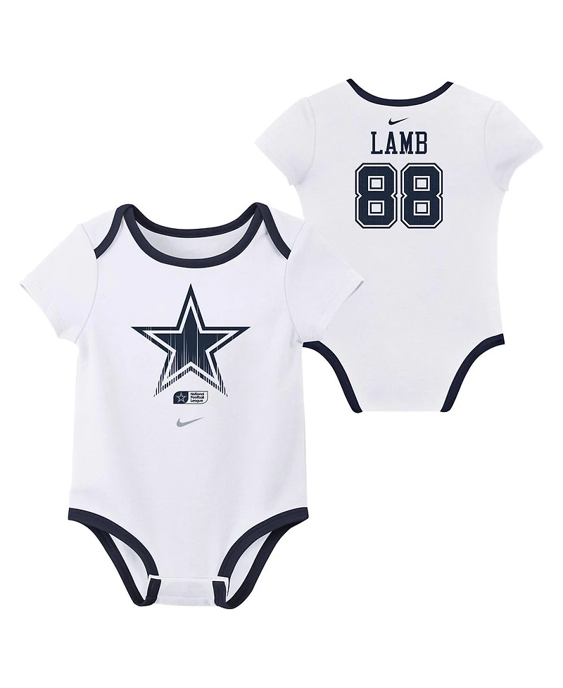 Nike Baby Boys and Girls 3-Pack CeeDee Lamb Dallas Cowboys Name Number Bodysuit Set