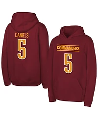 Outerstuff Big Boys and Girls Jayden Daniels Burgundy Washington Commanders Mainliner Player Name Number Hoodie