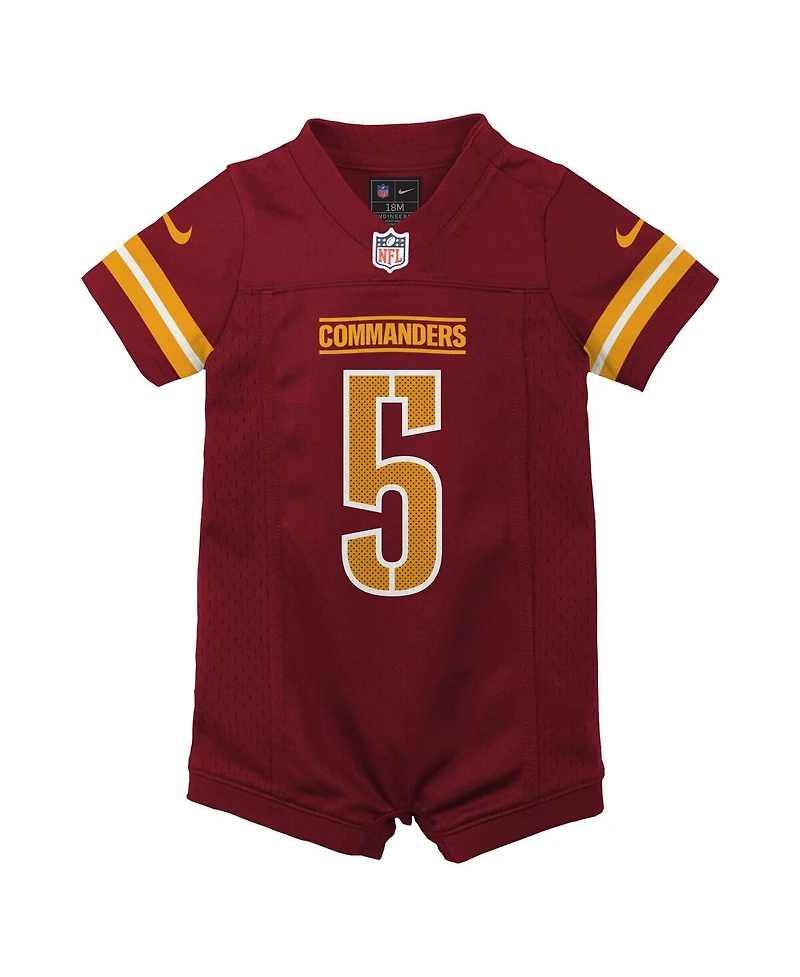 Nike Baby Boys and Girls Jayden Daniels Burgundy Washington Commanders Game Romper Jersey