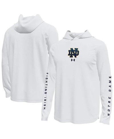 Under Armour Men's White Notre Dame Fighting Irish Tech Stretch Long-Sleeve Hooded T-Shirt