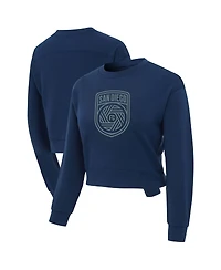 Concepts Sport Women's Navy San Diego Fc Tri-Blend Darby Knit Long Sleeve Crop Top