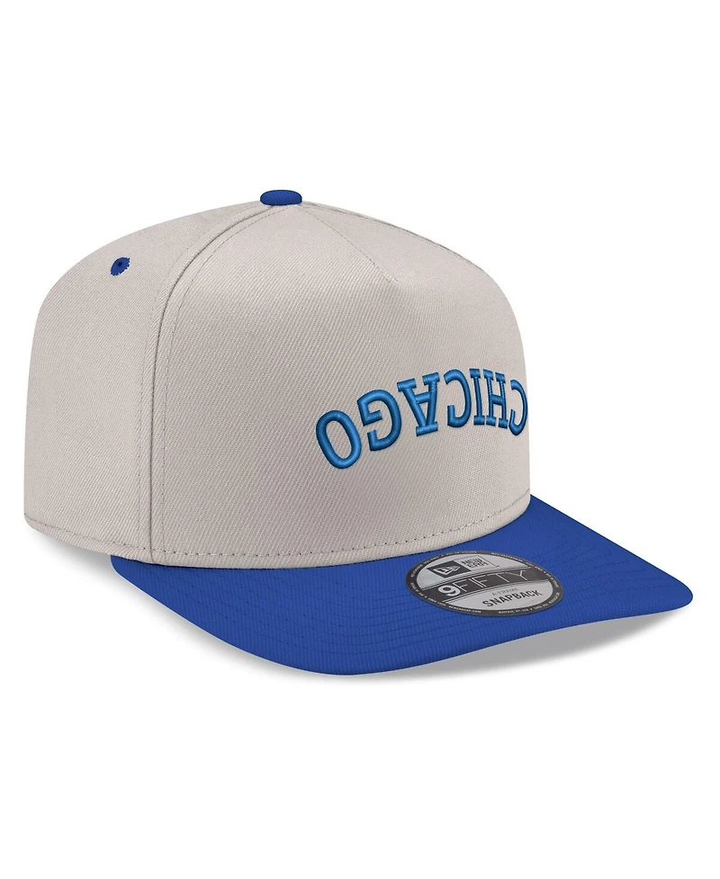 New Era Men's Cream/Royal Chicago Cubs Upside Down City Name A-Frame 9FIFTY Snapback Hat