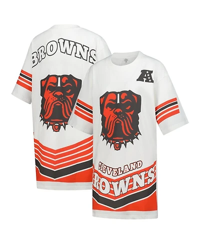 Gameday Couture Women's White Cleveland Browns Perfect Score Vintage T-Shirt Dress