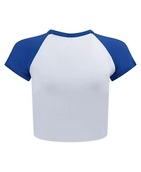 Hype and Vice Women's White/Royal Florida Gators Homerun Cropped Raglan T-Shirt