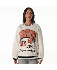The Wild Collective Women's Cream Cincinnati Bengals Oversized Vintage French Terry Sweatshirt