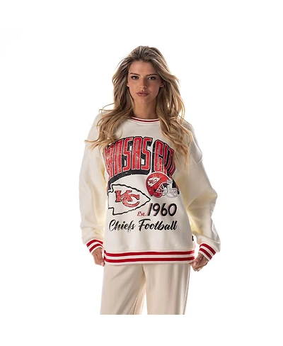 The Wild Collective Women's Cream Kansas City Chiefs Oversized Vintage French Terry Sweatshirt