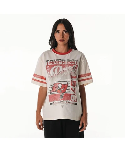 The Wild Collective Women's Cream Tampa Bay Buccaneers Vintage Drop Shoulder Oversized Boyfriend T-Shirt