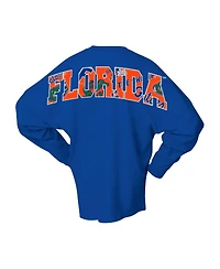 Spirit Jersey Women's Royal Florida Gators Oversized Preppy Long Sleeve T-Shirt
