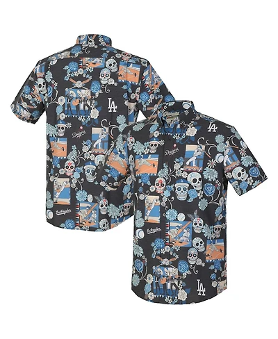 Reyn Spooner Men's Black Los Angeles Dodgers Dia De Los Muertos Performance Full-Button Aloha Shirt