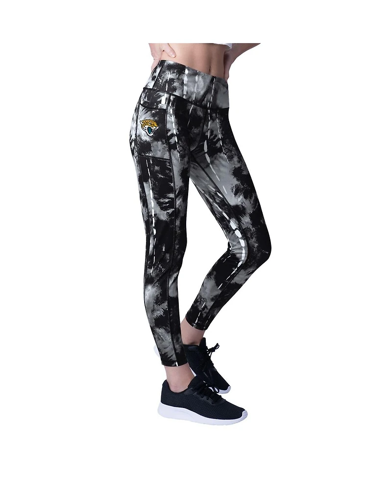 Msx by Michael Strahan Women's Black Jacksonville Jaguars Serena Tie-Dye Leggings
