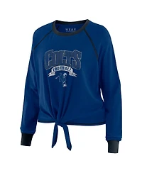 Wear by Erin Andrews Women's Royal/Black Indianapolis Colts Plus Size Tie-Front Long Sleeve Top