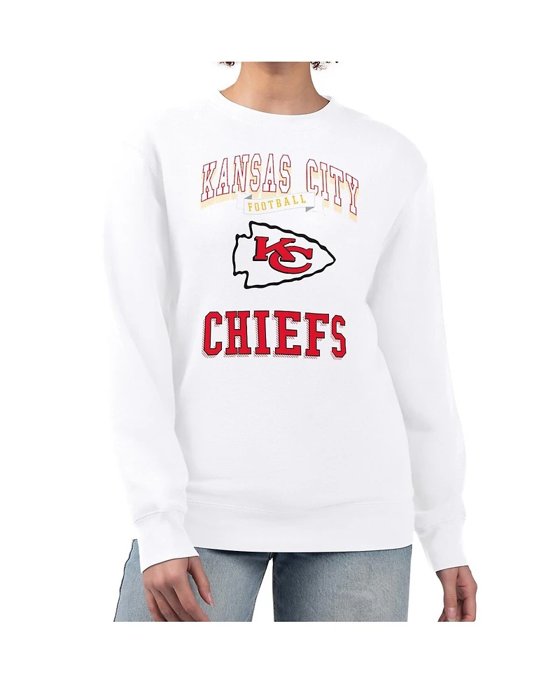 G-iii 4Her by Carl Banks Women's White Kansas City Chiefs Team Logo Graphic Tri-Blend Pullover Sweatshirt