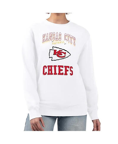 G-iii 4Her by Carl Banks Women's White Kansas City Chiefs Team Logo Graphic Tri-Blend Pullover Sweatshirt