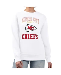 G-iii 4Her by Carl Banks Women's White Kansas City Chiefs Team Logo Graphic Tri-Blend Pullover Sweatshirt