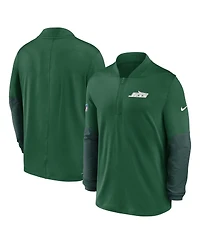 Nike Men's Green New York Jets Sideline Dri-fit Half-Zip Pullover Hoodie