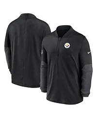 Nike Men's Black Pittsburgh Steelers Sideline Dri-fit Half-Zip Pullover Hoodie