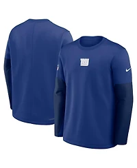 Nike Men's Royal New York Giants Sideline Coach Therma-fit Long Sleeve T-Shirt