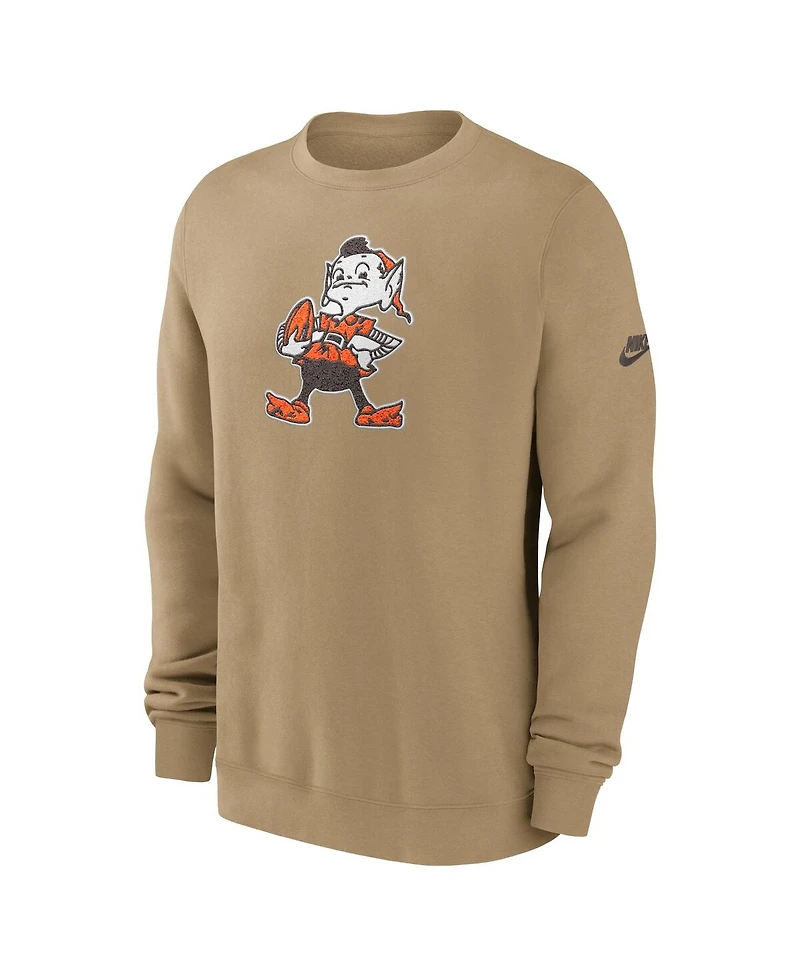 Nike Men's Brown Cleveland Browns Swing Pass Rewind Club Pullover Sweatshirt