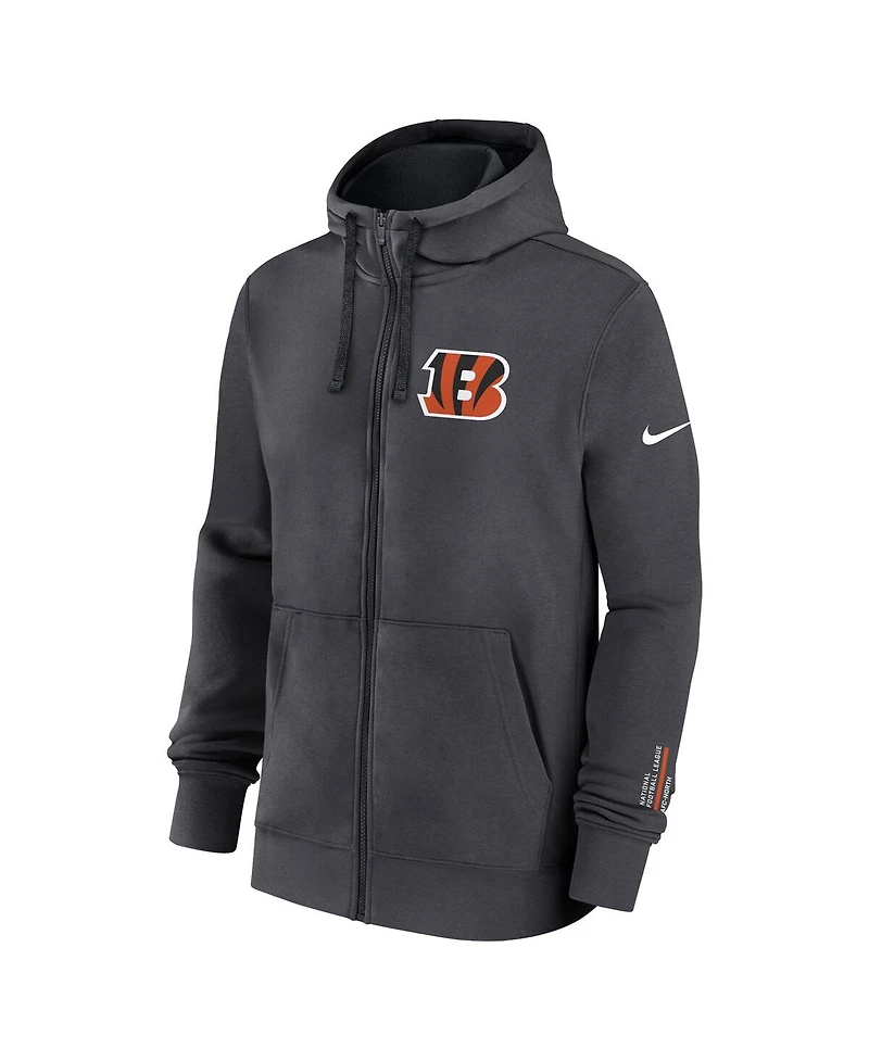 Nike Men's Anthracite Cincinnati Bengals Primetime Club Full-Zip Hoodie
