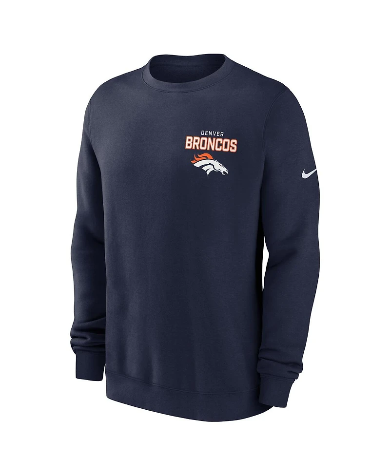Nike Men's Navy Denver Broncos Primetime Club Fleece Pullover Sweatshirt
