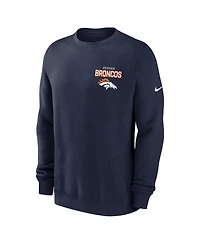 Nike Men's Navy Denver Broncos Primetime Club Fleece Pullover Sweatshirt