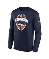 Nike Men's Navy Denver Broncos Primetime Legend Icon Performance Long Sleeve T-Shirt