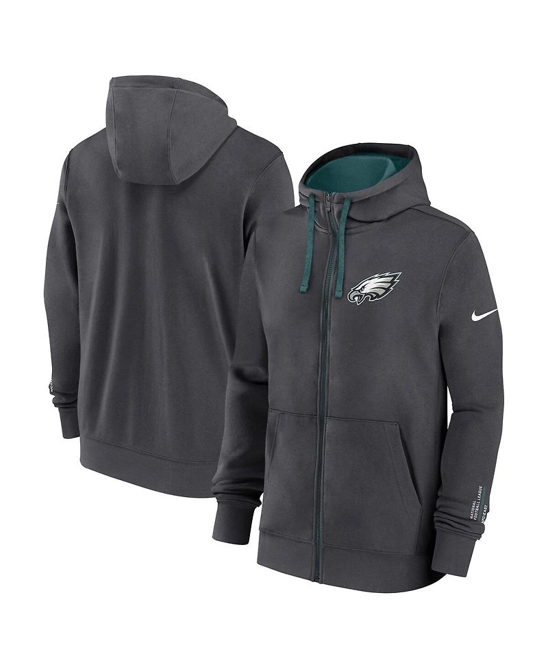 Nike Men's Anthracite Philadelphia Eagles Primetime Club Full-Zip Hoodie