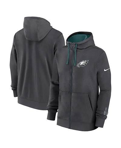 Nike Men's Anthracite Philadelphia Eagles Primetime Club Full-Zip Hoodie