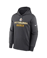 Nike Men's Anthracite Pittsburgh Steelers Toss Sweep Performance Pullover Hoodie