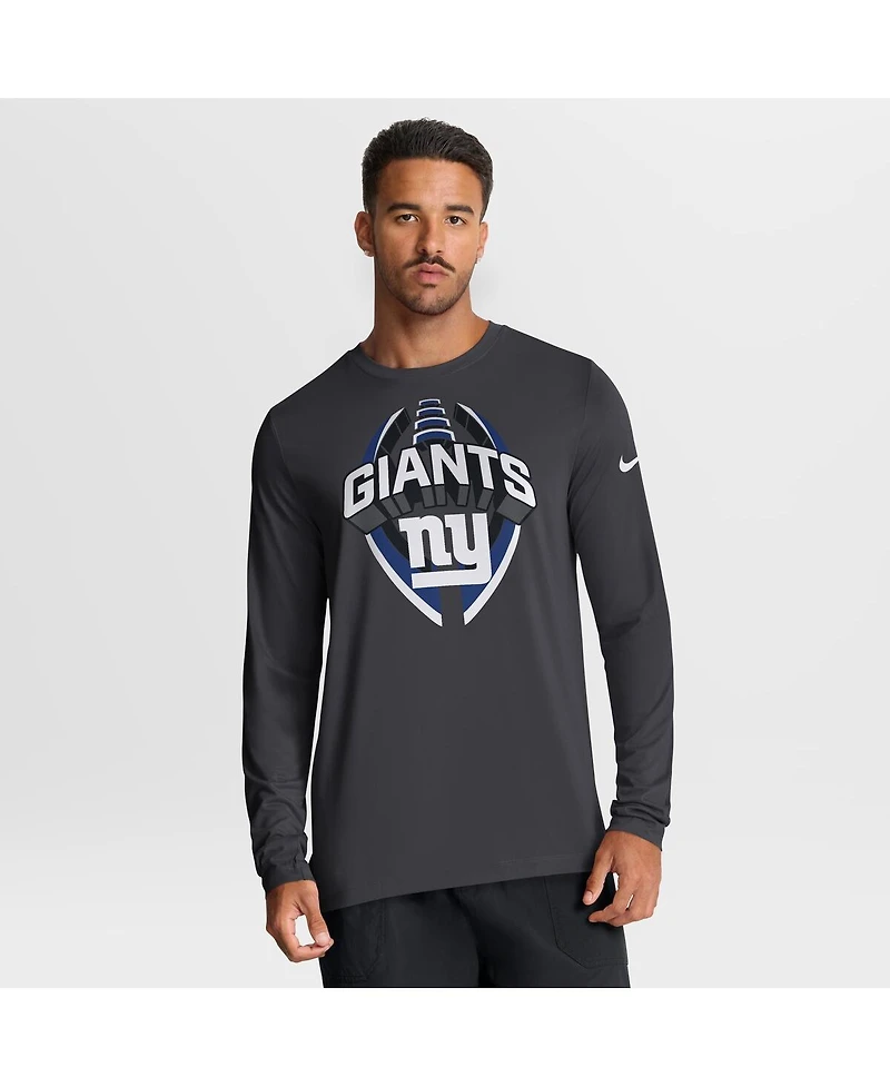 Nike Men's Anthracite New York Giants Primetime Legend Icon Performance Long Sleeve T-Shirt