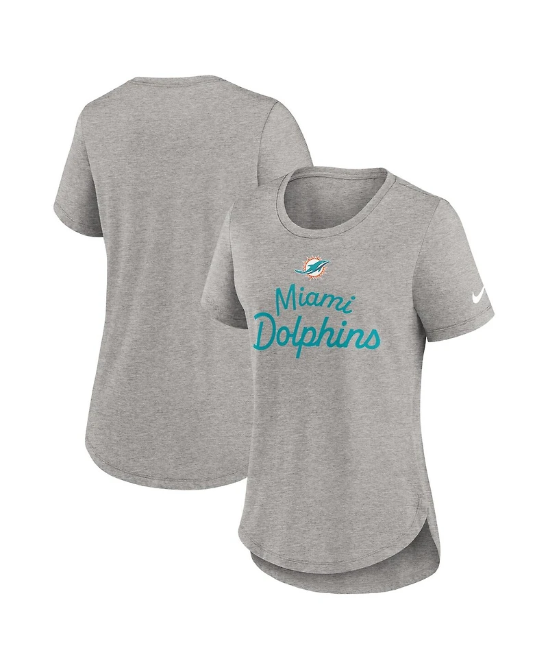 Nike Women's Gray Miami Dolphins Script Tri-Blend T-Shirt