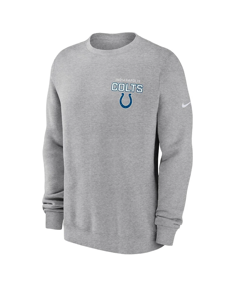 Nike Men's Heather Gray Indianapolis Colts Primetime Club Fleece Pullover Sweatshirt