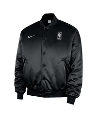 Nike Men's Black Nba Authentic Lenticular Woven Satin Full-Snap Therma-fit Jacket