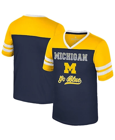 Colosseum Big Girls Navy Michigan Wolverines Princess Bubblegum Bling T-Shirt
