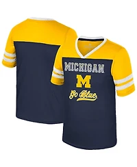 Colosseum Big Girls Navy Michigan Wolverines Princess Bubblegum Bling T-Shirt