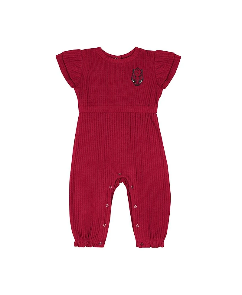 Colosseum Baby Boys and Girls Cardinal Arkansas Razorbacks Beautopia Waffle Knit Romper
