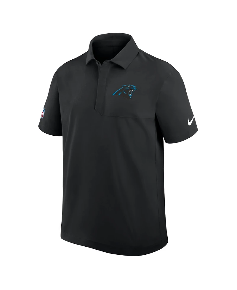 Nike Men's Black Carolina Panthers Sideline Woven Dri-fit Polo Shirt