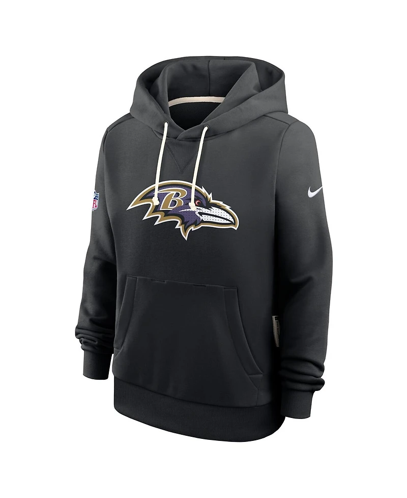 Nike Women's Black Baltimore Ravens Sideline Standard Issue Initial Home Dri-fit Hoodie